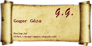 Goger Géza névjegykártya